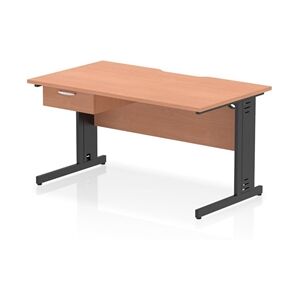 Impulse 1400 x 800mm Scalloped Desk Beech Black Cable Managed + 1D Ped Impulse 1400 x 800mm Scalloped Desk Beech Black Cable Managed + 1D Ped