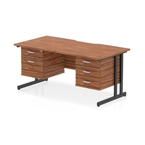 Impulse 1600 x 800 Scalloped Desk Walnut Black Cantilever 2D + 3D Ped Impulse 1600 x 800 Scalloped Desk Walnut Black Cantilever 2D + 3D Ped
