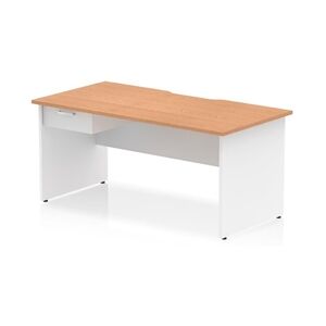 Impulse 1600 x 800mm Scalloped Desk Oak Top White Panel End + 1D Ped Impulse 1600 x 800mm Scalloped Desk Oak Top White Panel End + 1D Ped