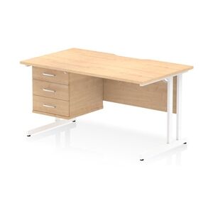 Impulse 1400 x 800mm Scalloped Desk Maple White Cantilever + 3D Ped Impulse 1400 x 800mm Scalloped Desk Maple White Cantilever + 3D Ped