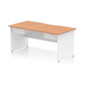 Impulse 1600 x 800mm Scalloped Desk Oak Top White Panel End 2x1D Ped Impulse 1600 x 800mm Scalloped Desk Oak Top White Panel End 2x1D Ped