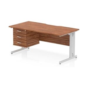 Impulse 1600x800 Scalloped Desk Walnut Top Silver Cable Managed 3D Ped Impulse 1600x800 Scalloped Desk Walnut Top Silver Cable Managed 3D Ped