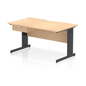 Impulse 1400 x 800mm Scalloped Desk Maple Black Cable Managed + 1D Ped Impulse 1400 x 800mm Scalloped Desk Maple Black Cable Managed + 1D Ped