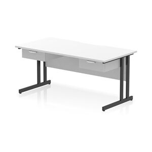 Impulse 1600 x 800 Scalloped Desk White Black Cantilever Leg 2x1D Ped Impulse 1600 x 800 Scalloped Desk White Black Cantilever Leg 2x1D Ped