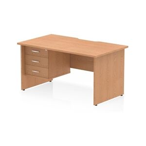 Impulse 1400 x 800mm Scalloped Desk Oak Top Panel End + 3D Ped Impulse 1400 x 800mm Scalloped Desk Oak Top Panel End + 3D Ped