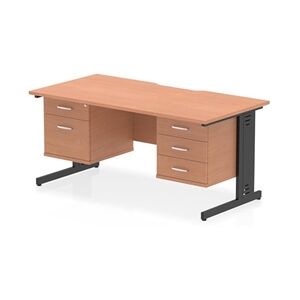 Impulse 1600 x 800mm Scalloped Desk Beech Black CM Leg 2D + 3D Ped Impulse 1600 x 800mm Scalloped Desk Beech Black CM Leg 2D + 3D Ped