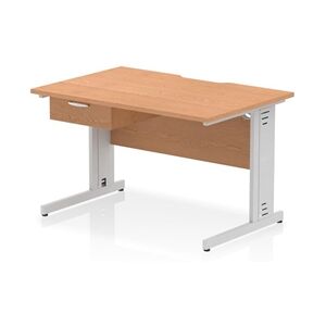 Impulse 1200x800 Scalloped Desk Oak Top Silver Cable Managed + 1D Ped Impulse 1200x800 Scalloped Desk Oak Top Silver Cable Managed + 1D Ped