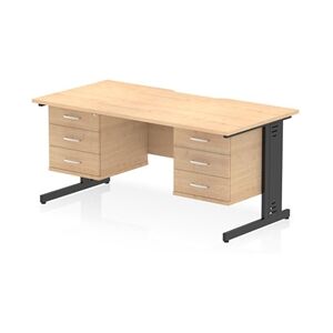 Impulse 1600 x 800mm Scalloped Desk Maple Black Cable Managed 2x3D Ped Impulse 1600 x 800mm Scalloped Desk Maple Black Cable Managed 2x3D Ped