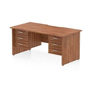 Impulse 1600 x 800mm Scalloped Desk Walnut Top Panel End 2x3D Ped Impulse 1600 x 800mm Scalloped Desk Walnut Top Panel End 2x3D Ped