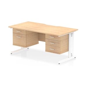Impulse 1600x800 Scalloped Desk Maple White Cable Managed 2D + 3D Ped Impulse 1600x800 Scalloped Desk Maple White Cable Managed 2D + 3D Ped