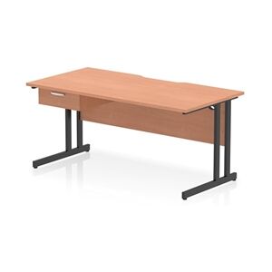 Impulse 1600 x 800mm Scalloped Desk Beech Black Cantilever Leg 1D Ped Impulse 1600 x 800mm Scalloped Desk Beech Black Cantilever Leg 1D Ped