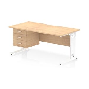 Impulse 1600 x 800mm Scalloped Desk Maple White Cable Managed + 3D Ped Impulse 1600 x 800mm Scalloped Desk Maple White Cable Managed + 3D Ped