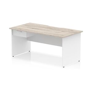 Impulse 1600 x 800mm Scalloped Desk Grey Oak White Panel End + 1D Ped Impulse 1600 x 800mm Scalloped Desk Grey Oak White Panel End + 1D Ped