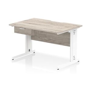 Impulse 1200x800 Scalloped Desk Grey Oak White Cable Managed + 1D Ped Impulse 1200x800 Scalloped Desk Grey Oak White Cable Managed + 1D Ped
