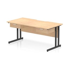 Impulse 1600 x 800 Scalloped Desk Maple Black Cantilever Leg 2x1D Ped Impulse 1600 x 800 Scalloped Desk Maple Black Cantilever Leg 2x1D Ped