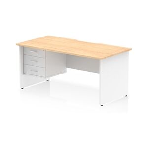 Impulse 1600 x 800mm Scalloped Desk Maple Top White Panel End + 3D Ped Impulse 1600 x 800mm Scalloped Desk Maple Top White Panel End + 3D Ped