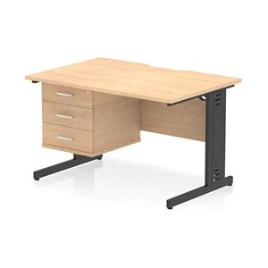 Impulse 1200x800 Scalloped Desk Maple Top Black Cable Managed + 3D Ped Impulse 1200x800 Scalloped Desk Maple Top Black Cable Managed + 3D Ped