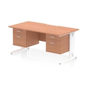 Impulse 1600 x 800mm Scalloped Desk Beech White Cable Managed 2x2D Ped Impulse 1600 x 800mm Scalloped Desk Beech White Cable Managed 2x2D Ped