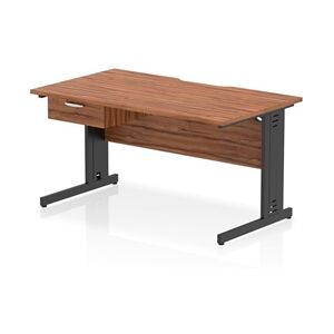 Impulse 1400 x 800mm Scalloped Desk Walnut Black Cable Managed 1D Ped Impulse 1400 x 800mm Scalloped Desk Walnut Black Cable Managed 1D Ped