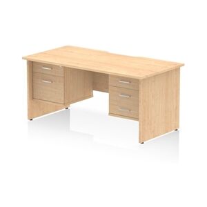 Impulse 1600 x 800mm Scalloped Desk Maple Top Panel End 2D + 3D Ped Impulse 1600 x 800mm Scalloped Desk Maple Top Panel End 2D + 3D Ped