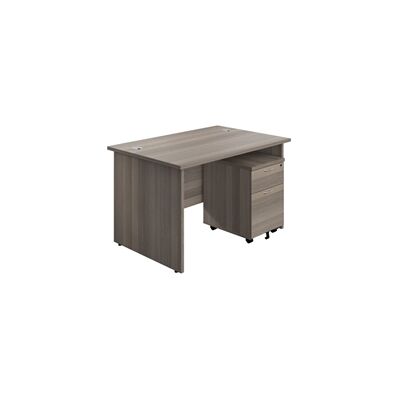 Unbranded 1200X800 Panel Rectangular - Grey Oak - 2-drawer pedestal - Desk Unbranded 1200X800 Panel Rectangular - Grey Oak - 2-drawer pedestal - Desk
