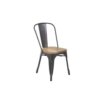 Bolero Gray Stackable Steel and Wood Chairs - 4 pcs Bolero Gray Stackable Steel and Wood Chairs - 4 pcs