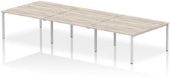 Impulse Bench B2B 6 Person 1400 Silver Frame Bench Desk Grey Oak