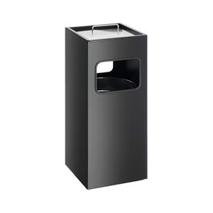 Durable Square Metal Waste Bin with Sand Ashtray - 17L - Black Durable Square Metal Waste Bin with Sand Ashtray - 17L - Black