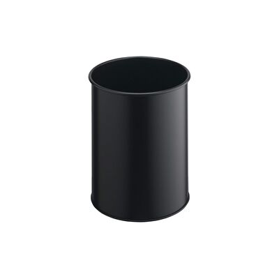Durable Metal Round Waste Bin - Scratch Resistant Steel - 15L - Black Durable Metal Round Waste Bin - Scratch Resistant Steel - 15L - Black