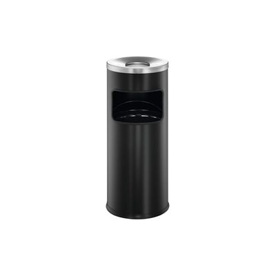 Durable Metal Waste Bin with Fire Extinguishing Ashtray - 17L - Black Durable Metal Waste Bin with Fire Extinguishing Ashtray - 17L - Black