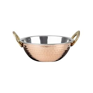 Olympia Copper Kadai Dish Stainless Steel Brass Handles 400ml Olympia Copper Kadai Dish Stainless Steel Brass Handles 400ml