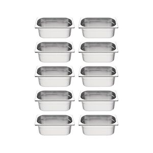 Vogue Stainless Steel Gastronorm Container Kit 1/4 (10 pack) Vogue Stainless Steel Gastronorm Container Kit 1/4 (10 pack)