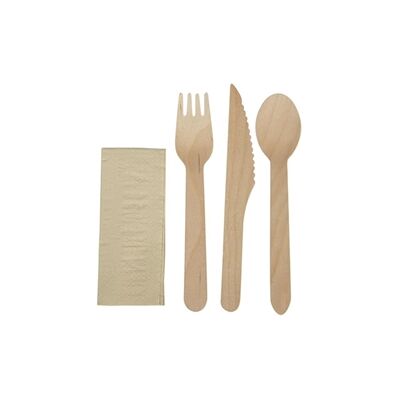 eGreen Individually Kraft Wrapped 4-in-1 Wooden Cutlery Set (250 pack) eGreen Individually Kraft Wrapped 4-in-1 Wooden Cutlery Set (250 pack)