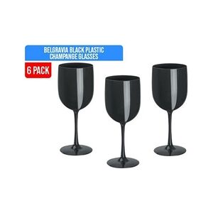 Belgravia Black Plastic Wine/Champagne Glasses Pack 6 - Wine/Champagne Glasses Belgravia Black Plastic Wine/Champagne Glasses Pack 6 - Wine/Champagne Glasses