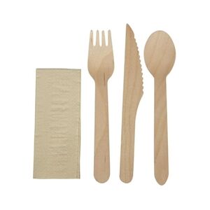 eGreen Individually Kraft Wrapped 4-in-1 Wooden Cutlery Set (250 pack) eGreen Individually Kraft Wrapped 4-in-1 Wooden Cutlery Set (250 pack)