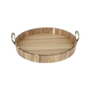 Olympia Round Tray Acacia Wood with Metal Handles 440x405x100mm Olympia Round Tray Acacia Wood with Metal Handles 440x405x100mm