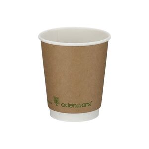 Unbranded Double Wall Coffee Cup PLA Lined 8oz Kraft (Pack of 500) B04012 Unbranded Double Wall Coffee Cup PLA Lined 8oz Kraft (Pack of 500) B04012