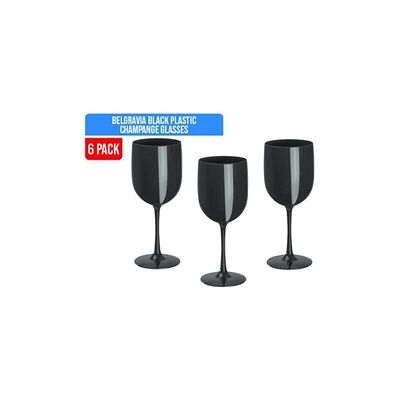 Belgravia Black Plastic Wine/Champagne Glasses Pack 6 - Wine/Champagne Glasses Belgravia Black Plastic Wine/Champagne Glasses Pack 6 - Wine/Champagne Glasses
