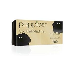 Poppies Cocktail Napkins Black (Pack of 4000) 2424BK Poppies Cocktail Napkins Black (Pack of 4000) 2424BK