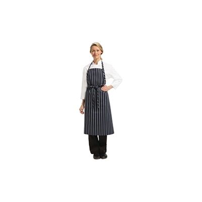 Chef Works Premium Woven Bib Apron Navy & White Stripe Chef Works Premium Woven Bib Apron Navy & White Stripe