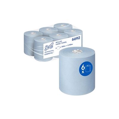 Scott Essential Rolled Paper Hand Towel - 1 Ply, Blue, 350m - Hand Towel Scott Essential Rolled Paper Hand Towel - 1 Ply, Blue, 350m - Hand Towel