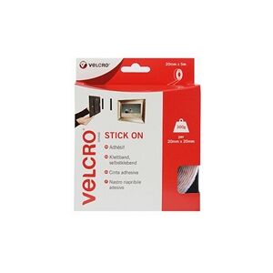 Velcro Stick On Tape 20mmx5m White VEL-EC60216