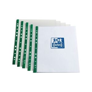 Oxford Punch Pocket Green Spine A4 Clear (100 Pack) 400002137 Oxford Punch Pocket Green Spine A4 Clear (100 Pack) 400002137