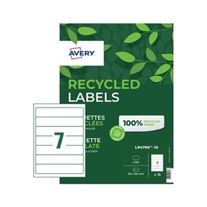 Avery Recycled Ring Binder Labels 7 Per Sheet White (105 Pack) Avery Recycled Ring Binder Labels 7 Per Sheet White (105 Pack)