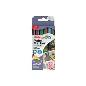 Pentel Paint Marker Fine Bullet Tip Assorted Metallic (Pack of 6) Pentel Paint Marker Fine Bullet Tip Assorted Metallic (Pack of 6)