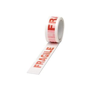 Unbranded Polypropylene Tape Printed Fragile 50mmx66m White Red (6 Pack) PPP-C Unbranded Polypropylene Tape Printed Fragile 50mmx66m White Red (6 Pack) PPP-C