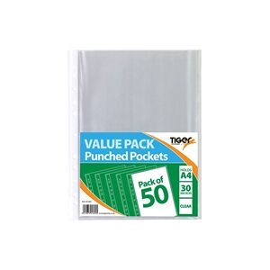 Unbranded A4 Punched Pockets 30 Micron (500 Pack) 301601 Unbranded A4 Punched Pockets 30 Micron (500 Pack) 301601