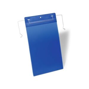 Durable Wire Hanger Ticket Holder Pocket Portrait 50 Pk A4 Blue Durable Wire Hanger Ticket Holder Pocket Portrait 50 Pk A4 Blue