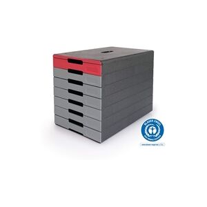Durable IDEALBOX ECO 7 Drawer Recycled Plastic File Organiser - Red Durable IDEALBOX ECO 7 Drawer Recycled Plastic File Organiser - Red