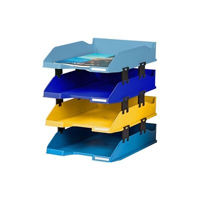 Exacompta Bee Blue Letter Trays Recycled A4 Set of 4 Assorted pack 1 Exacompta Bee Blue Letter Trays Recycled A4 Set of 4 Assorted pack 1